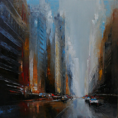 Skyscrapers by Philippe Meslin (2022) : Painting Oil on Linen - SINGULART